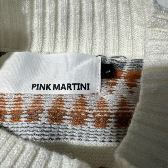 Pink Martini Cowl Neck Sweater Cream Brown and Grey Size Large - Picture 4 of 15
